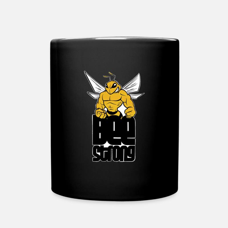 Bee Strong - fun word game muscu be/bee - Full Colour Mug - black