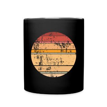 Retro Sunset Hintergrund Kreis - Tasse einfarbig - Schwarz - Vorne