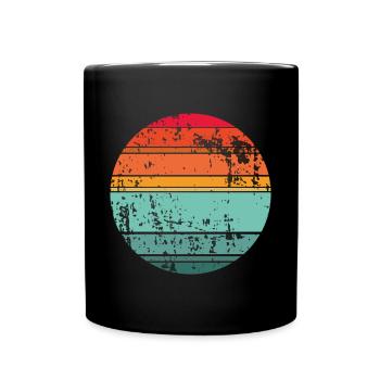 Retro Sunset Hintergrund Kreis - Tasse einfarbig - Schwarz - Vorne