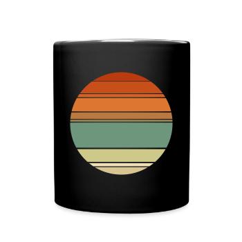Retro Sunset Hintergrund Kreis - Tasse einfarbig - Schwarz - Vorne