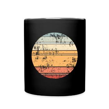 Retro Sunset Hintergrund Kreis - Tasse einfarbig - Schwarz - Vorne