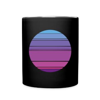 Retro Sunset Hintergrund Kreis - Tasse einfarbig - Schwarz - Vorne