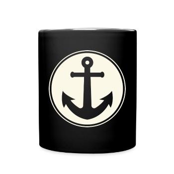 Anker Kapitän Segeln Segler - Tasse einfarbig - Schwarz - Vorne