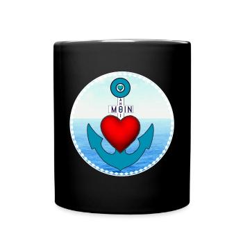 Herzanker am Meer - Tasse einfarbig - Schwarz - Vorne