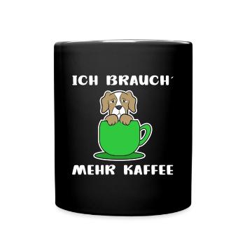 Kaffee Hund Kaffeetasse Statement Kaffeeliebhaber - Tasse einfarbig - Schwarz - Vorne