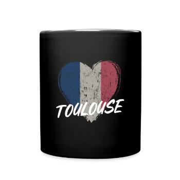 Retro-Abzeichen, Toulouse Frankreich ist meine Heimatstadt - Tasse einfarbig - Schwarz - Vorne