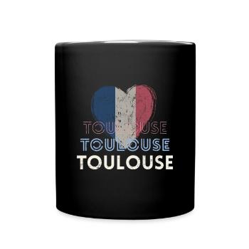 Retro-Abzeichen, Toulouse Frankreich ist meine Heimatstadt - Tasse einfarbig - Schwarz - Vorne