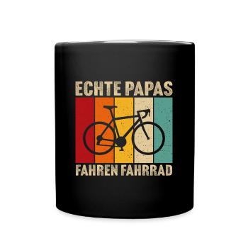 Fahrrad papa echte papas fahren fahrrad - Tasse einfarbig - Schwarz - Vorne