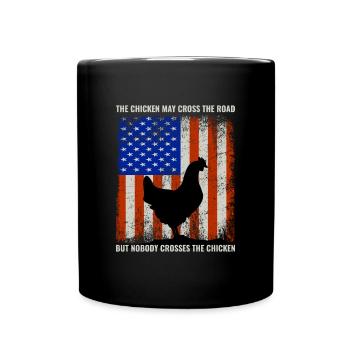 4. Juli Amerikanische Flagge USA Chicken Lover Farmer - Tasse einfarbig - Schwarz - Vorne