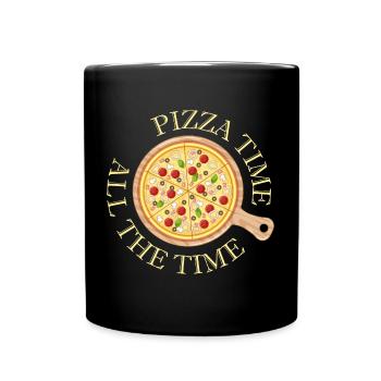 Pizza Time All The Time Lustiger Pizza Spruch - Tasse einfarbig - Schwarz - Vorne