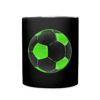 coole Fußball Sticker Grün Schwarz - Tasse einfarbig - Schwarz - Vorne
