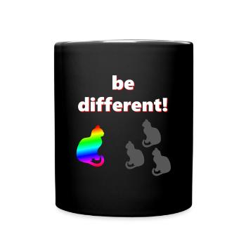Be different, katzen Design, kluge Sprüche - Tasse einfarbig - Schwarz - Vorne
