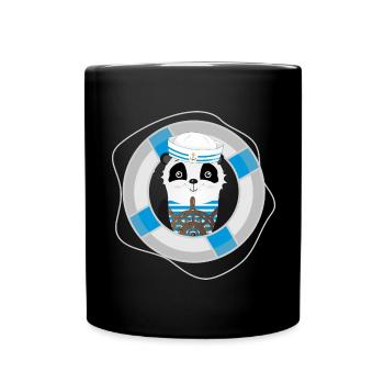 cute panda as a sailor in a navy look - Full Colour Mug - black - Front