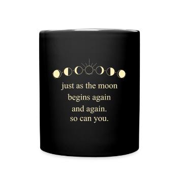 Moon Inspiring Saying Universe Motivation - Full Colour Mug - black - Front