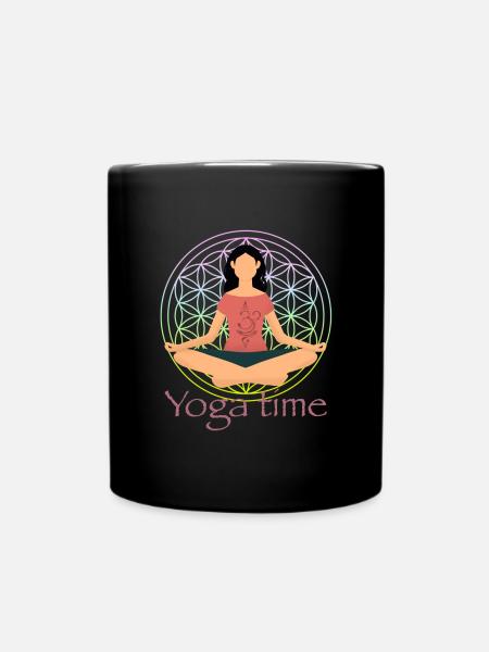Yoga Time Mandala Zen - Mug uni - noir