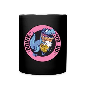 T-Rex Sauf Club - Saufen Bier Trinken - Lustiges - Tasse einfarbig - Schwarz - Vorne