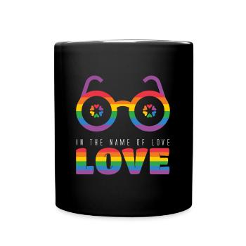 LGBT Glasses In the Name of Love Sayings - Full Colour Mug - black - Front