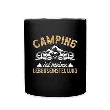 Camping ist meine lebenseinstellung wohnmobil - Tasse einfarbig - Schwarz - Vorne