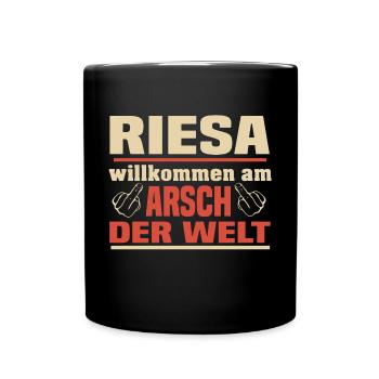 Arsch der Welt Riesa - Tasse einfarbig - Schwarz - Vorne