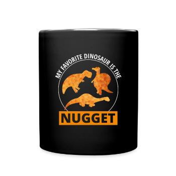 Huhn Nugget Fast Food Dinosaurier Dino Tier - Tasse einfarbig - Schwarz - Vorne