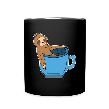 Funny sloth Caffeine Coffee Drinking coffee cup - Full Colour Mug - black - Front