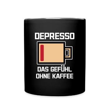 Espresso Kaffee Lustig Statement Kaffeeliebhaber - Tasse einfarbig - Schwarz - Vorne