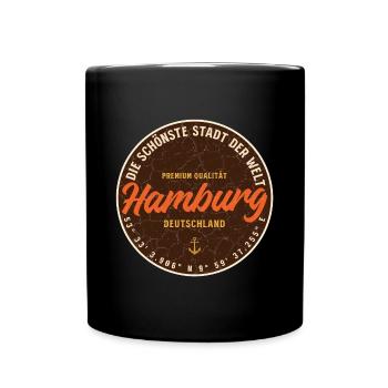Hamburg Vintage Plakette - Tasse einfarbig - Schwarz - Vorne