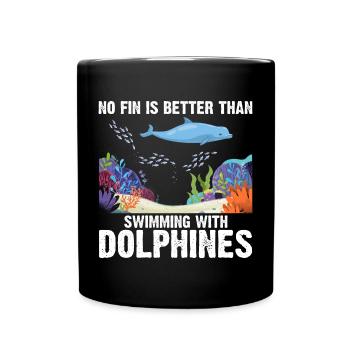 With Dolphins Swimming Dolphin Ocean Sea Mammal - Full Colour Mug - black - Front