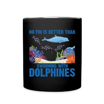 With Dolphins Swimming Dolphin Ocean Sea Mammal - Full Colour Mug - black - Front