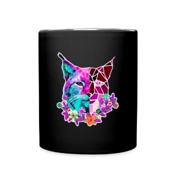 Lynx Cat Summer Colors - Full Colour Mug - black - Front