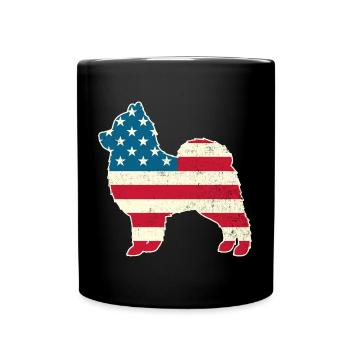 4th of July Pomeranian Dog American Flag USA - Tasse einfarbig - Schwarz - Vorne
