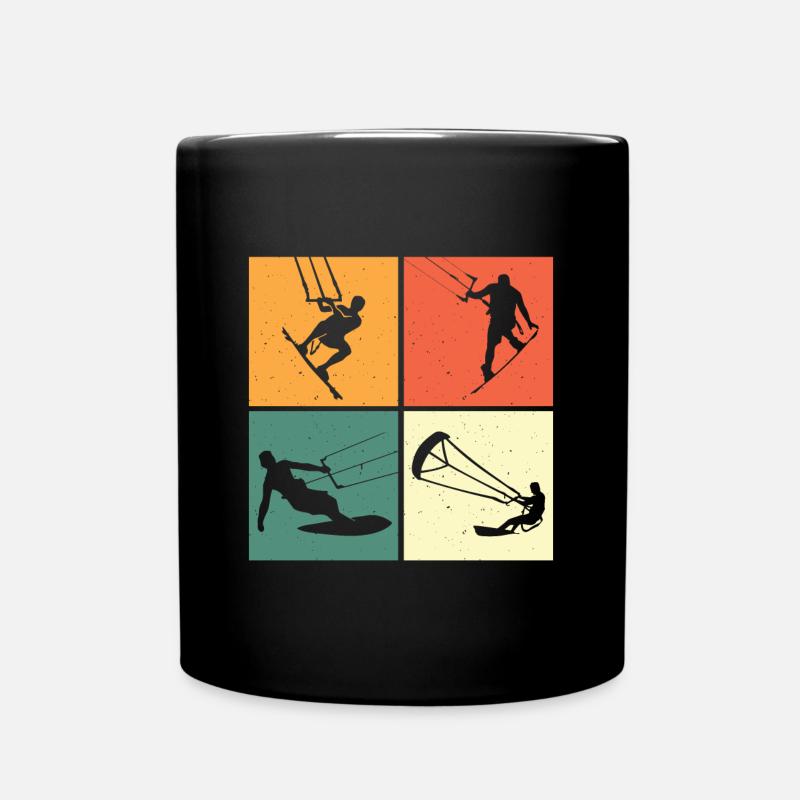 Rétro kiteboard kiteboard kitesurf kiteboarder - Mug uni - noir
