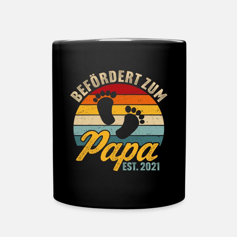 Retro befördert zum papa 2021 ich werde vater 2021 - Tasse einfarbig - Schwarz