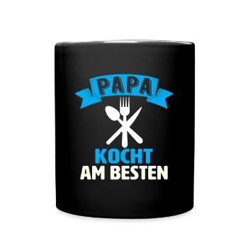 Papa Kocht Am Besten - Tasse einfarbig - Schwarz - Vorne