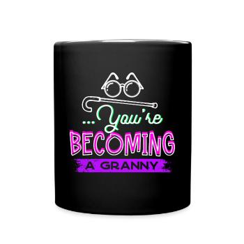 Glückwunsch Großmutter Oma Statement Brille - Tasse einfarbig - Schwarz - Vorne