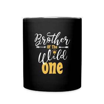 Brother Of The Wild One funny 1st Birthday First - Full Colour Mug - black - Front