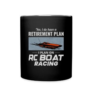 Rc Boat Racing Electric Powerboat Retirement Race - Full Colour Mug - black - Front