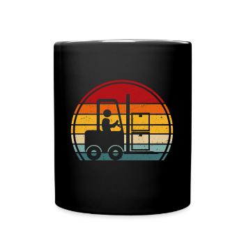 Forklift retro t-shirt forklift driver - Full Colour Mug - black - Front