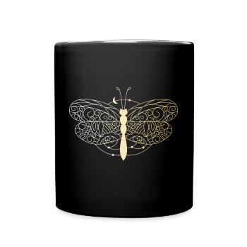 Dragonfly in gold - Full Colour Mug - black - Front
