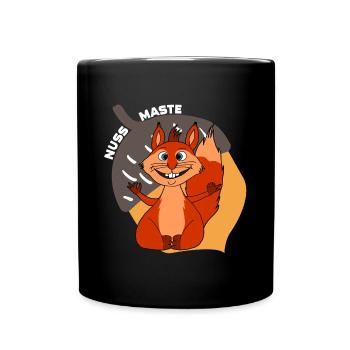 Yoga Hörnchen Nussmaste Meditation - Tasse einfarbig - Schwarz - Vorne
