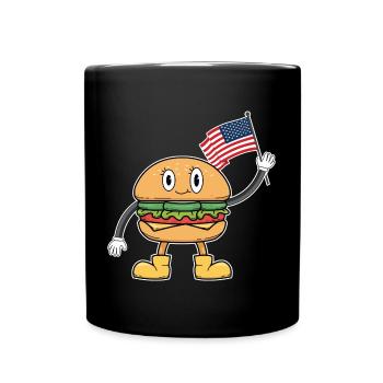 USA Burger Amerika 4. Juli - Tasse einfarbig - Schwarz - Vorne