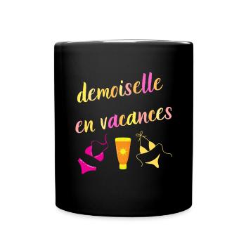 demoiselle en vacances femme été vacances - Mug uni - noir - Devant
