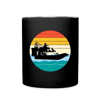 Vintage Retro Airboat Fanboat Airboating Planeboat - Full Colour Mug - black - Front