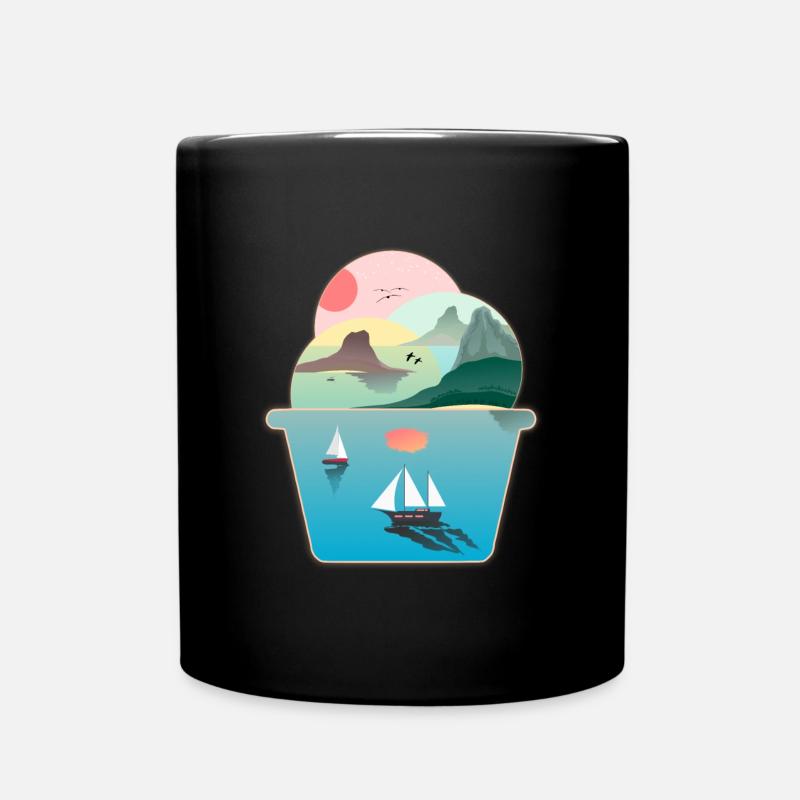 Ice cream sundae Summer Ice Sea Sailing Beach - Full Colour Mug - black