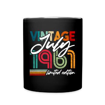 Vintage born July 1961 Birthday July 1961 - Full Colour Mug - black - Front