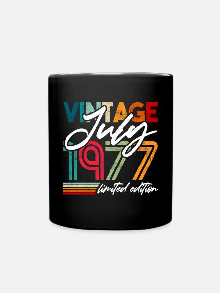 Vintage born July 1977 Birthday July 1977 - Full Colour Mug - black