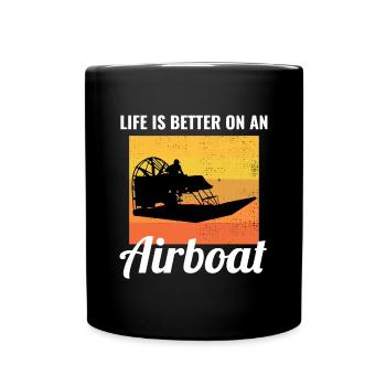 Airboat Fanboat Airboating Planeboat Swamp Boot - Tasse einfarbig - Schwarz - Vorne