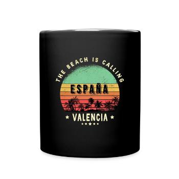 Valencia Spanien Strand Design - Tasse einfarbig - Schwarz - Vorne
