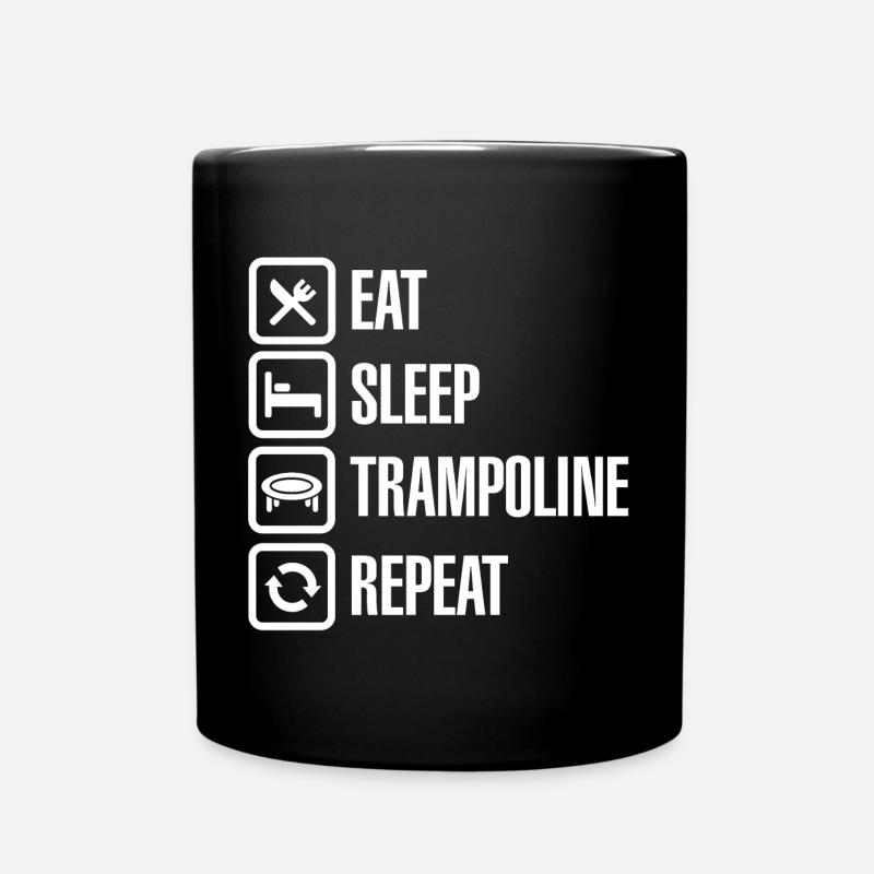 Trampolin Springen Eat Sleep Trampoline Repeat - Tasse einfarbig - Schwarz