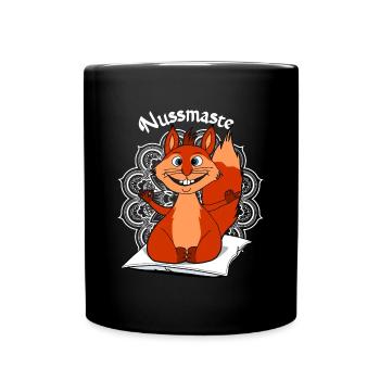 Yoga Hörnchen Nussmaste Meditation - Tasse einfarbig - Schwarz - Vorne
